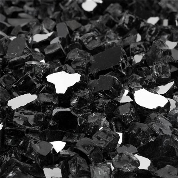 20 Pounds Black Reflective Fire Glass, 1/2 Inch High Luster - Picture 4 of 16